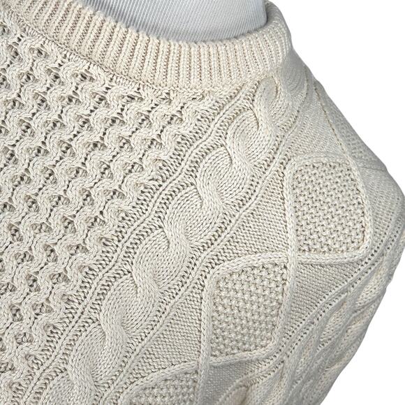 Polo Ralph Lauren Fisherman Sweater Men’s Medium Cream Ivory Chunky Cable Knit - Picture 3 of 10